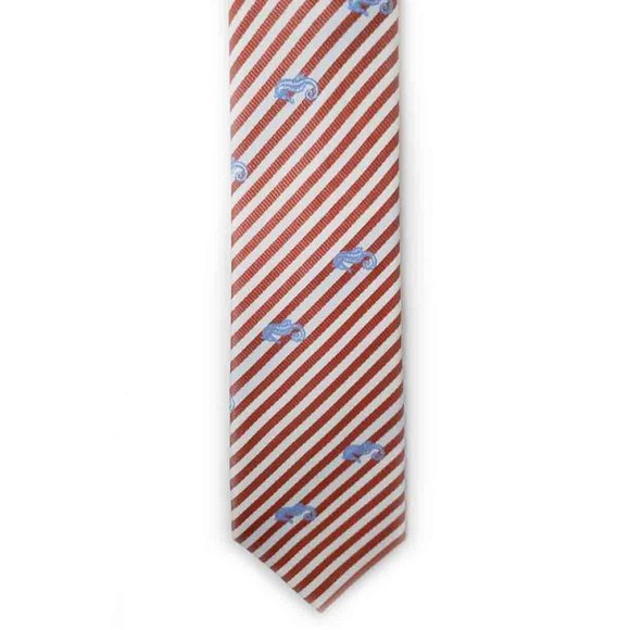 Atlas Design Silk Tie Striped Seahorses Red White Blue Men's - Picture 1 of 1